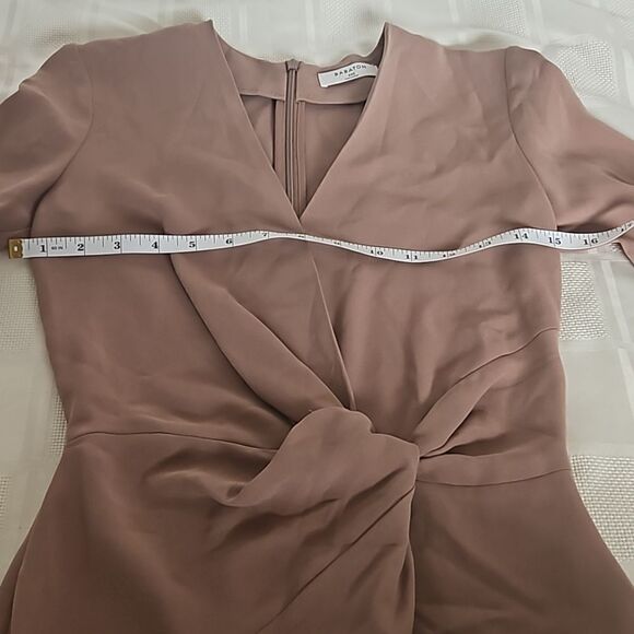 Babaton Long Sleeves Wrap Twisted Midi Dress XXS Brown - Picture 9 of 16